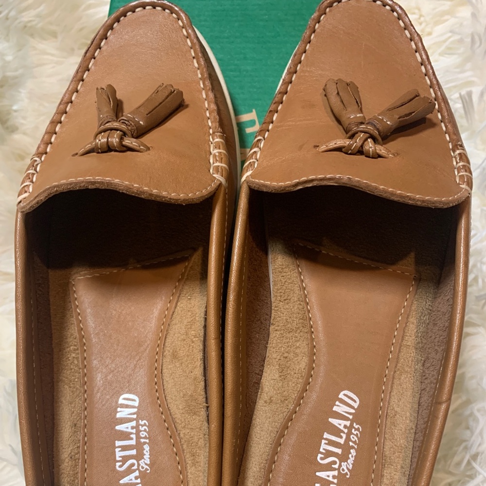 Women's Eastland Mandy Tassel Mule Camel Leather